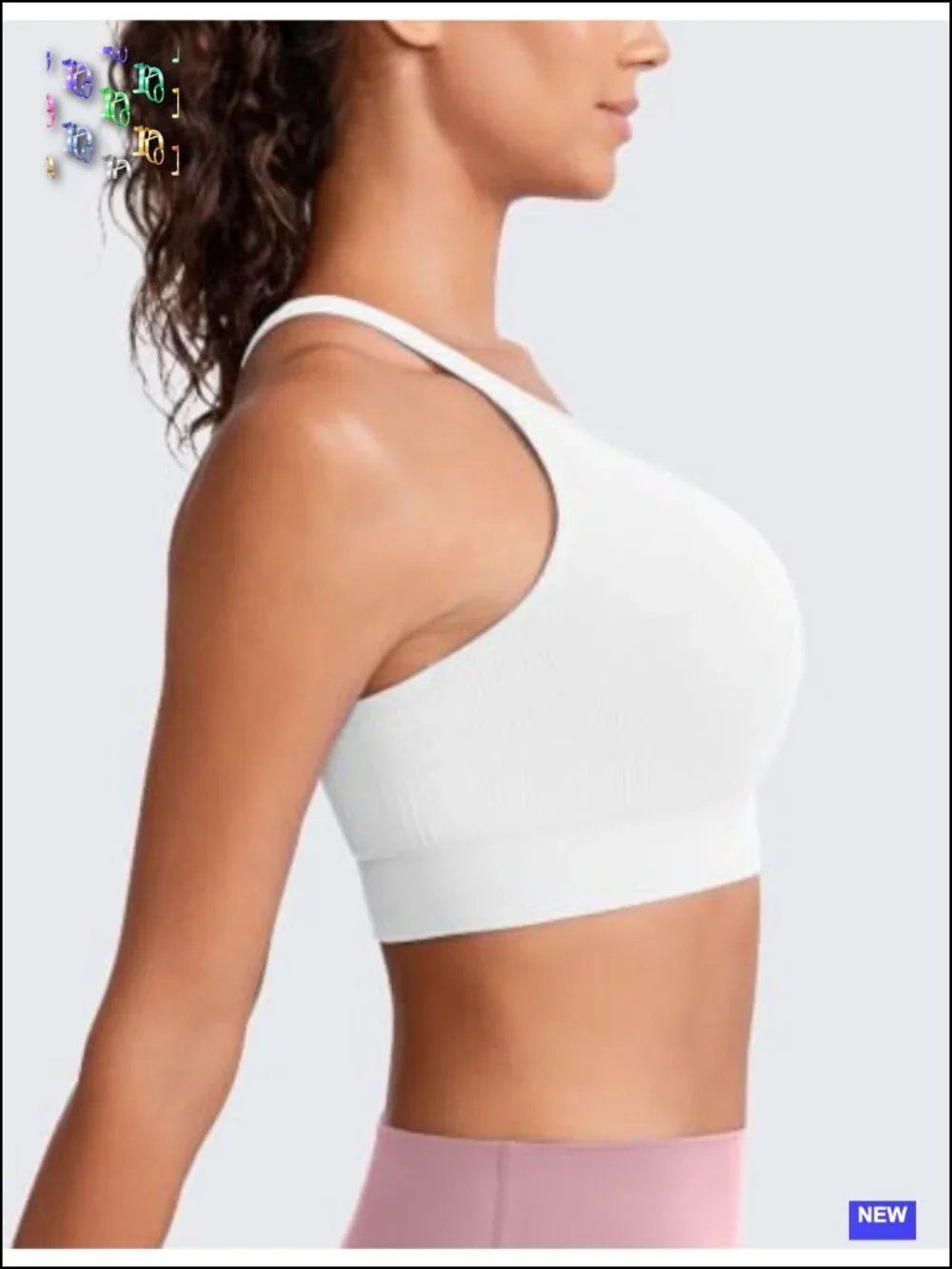 Seamless Scoop Neck Racerback Sports Bra Medium Support Removable Pads
